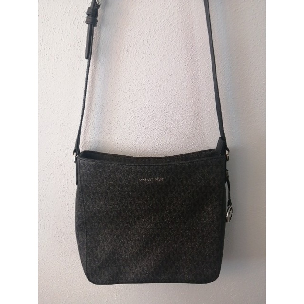 Michael Kors Crossbody Womens Black L Shoulder Bag Leather Jet Set Travel NEW - Picture 6 of 12